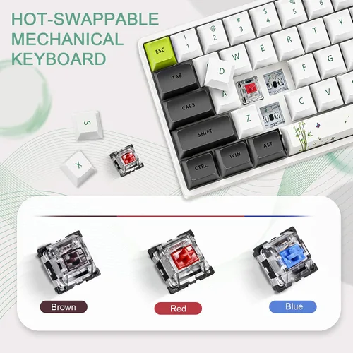 Vista 2 de CHARAN SK61 - Teclado mecánico para juegos de 61 teclas 60 compacto con retroiluminación RGB intercambiable en caliente con cable tipo C para WinMac