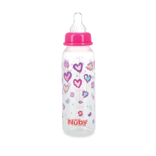 Vista 6 de Nuby Botella tintada de cuello estándar, 8 onzas, 1 paquete de 1 botella, los colores/patrones pueden variar
