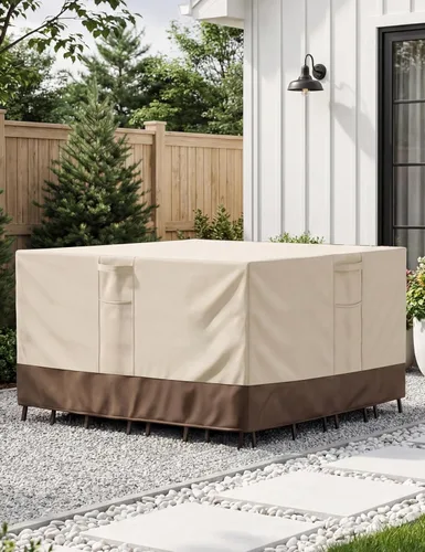 Vista 7 de Fundas para muebles de patio, impermeables, rectangulares, fundas para muebles de exterior, impermeables, resistentes al viento, con asas