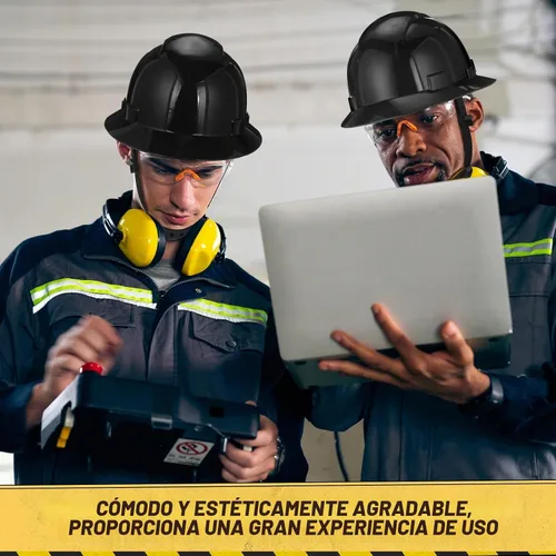 Vista 5 de 10 Pack Casco de ala completa, Casco de construcción blanco, Casco de seguridad HDPE con suspensión de trinquete ajustable de 6 puntos para hombres