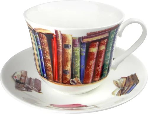 Vista 2 de Roy Kirkham Escritura creativa Amantes del libro Desayuno Taza de té y platillo Set Fine Bone China England