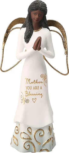 Vista 11 de Pavilion Gift Company Friendship Fills Our Heart with Happiness-Figura coleccionable de ángel de resina de conejo afroamericano de 7.5 pulgadas