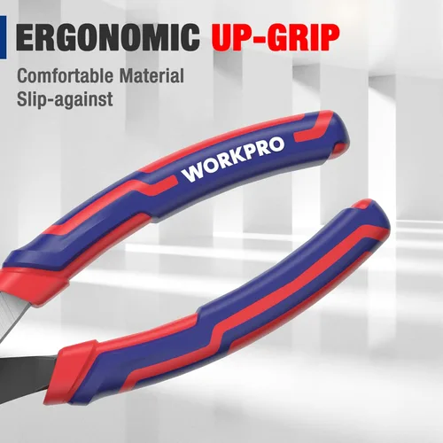 Vista 5 de WORKPRO Herramienta de alicates de junta deslizante de 6 pulgadas, agarre suave grande, acabado para prevención de óxido, mandíbula dentada de 3