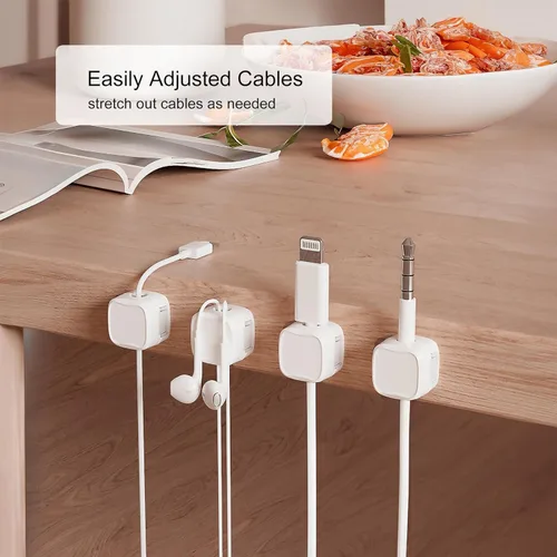 Vista 2 de Rangrak - Paquete de 6 clips magnéticos para cables, organizador de cables debajo del escritorio, organizador de cables adhesivo Rangrak