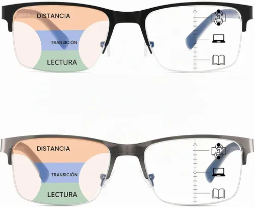 Vista 7 de Gafas de Lectura Multifocales para Hombres, Bifocales, Progresivas, Multifocales, sin Línea, de Lectura de Computadora, Bloqueo de Luz Azul, Armazón