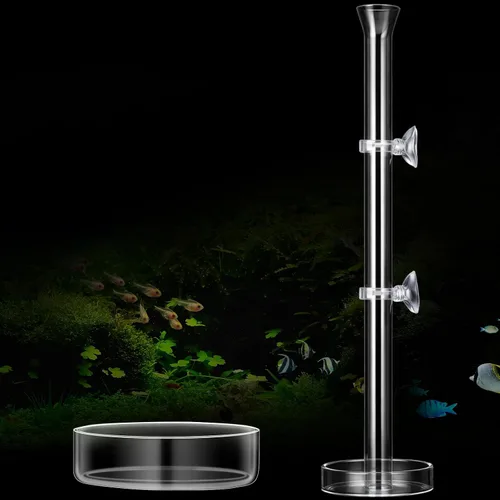 Vista 8 de Chengu Juego de 3 tubos y platos de alimentación de camarones, tubo de alimentación de camarones de vidrio de 8 pulgadas y 2 cuencos de acuario