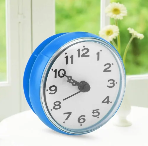 Vista 6 de TOPINCN Reloj de baño con ventosa, material ABS, 2.8x1.6 in, montaje en pared (azul)