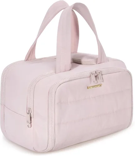 Vista 26 de BAGSMART Bolsa de Aseo de Viaje, Bolsa de Aseo Resistente para Mujeres, Bolsas de Aseo Ampliamente Abiertas y Esponjosas para Viajar, Organizador