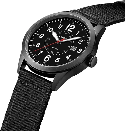 Vista 3 de LN LENQIN Relojes militares para hombre, reloj deportivo analógico de cuarzo impermeable para hombre con fecha, luminoso, militar, campo táctico