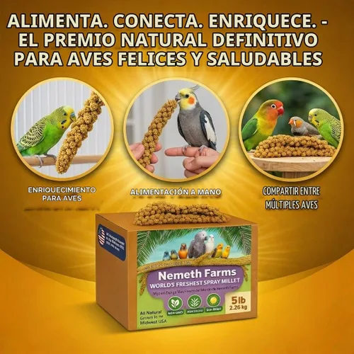 Vista 5 de Nemeth Farms Spray Millet - Tapas comestibles solamente, sin OMG y secado al sol, 1 libra para periquitos, canarios y pinzones