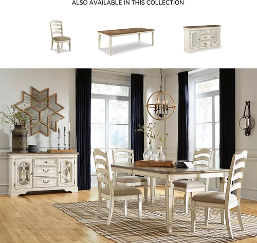 Vista 6 de Signature Design by Ashley Realyn - Silla tapizada para comedor, 2 unidades, color blanco antiguo