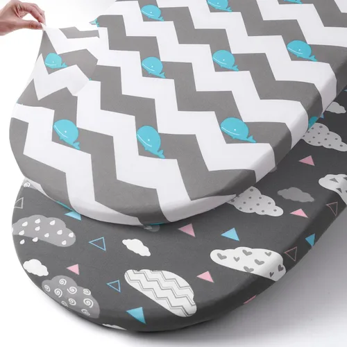 Vista 34 de Pack n Play Sheets BROLEX - Juego de 2 sábanas para cuna, juego de sábanas elásticas y portátiles para cuna, funda de colchón convertible