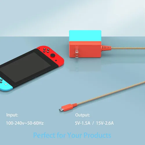Vista 6 de Cargador Nintendo Switch, cable adaptador de CA de 39 W, cable de alimentación para controlador OLED Switch Lite, accesorios de alimentación USB
