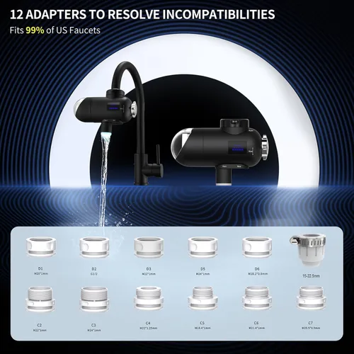 Vista 7 de HOMELODY Filtro de agua para grifo de fregadero 3.0 – Pantalla LED mejorada de 3000 – 4000 L, filtro de grifo de agua que reduce el plomo, cloro