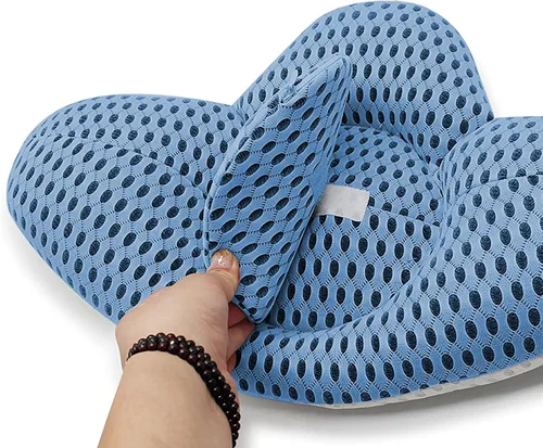 Vista 4 de OhMill Almohada de apoyo lumbar para dormir, cojín de espuma viscoelástica 3D de malla de aire para dormir de lado, espalda y estómago, cojín de Azul