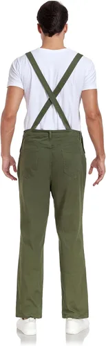 Vista 21 de Overol de mezclilla para hombre, ajustado, elástico, a la moda, con bolsillos