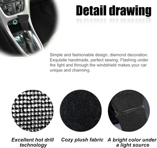 Vista 2 de stymart Bling Bling - Funda para palanca de cambios de automóvil, protector de palanca de cambios de cristal brillante, cubierta de palanca