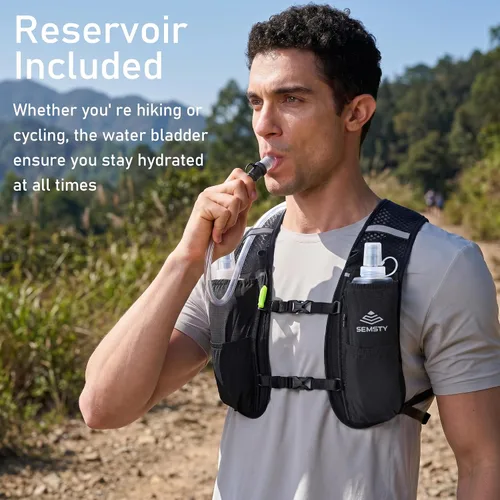 Vista 4 de Chaleco de Hidratación para Correr 5L, Paquete de Chaleco para Correr con Vejiga de Agua de 1.5L, Mochila de Agua Ligera para Senderismo, Correr
