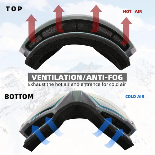 Vista 9 de FEISEDY Ski Goggles, OTG Snow Sport Goggles for Adult Youth, Anti-Fog UV400 Protection Bendable Dual-Lenses B2961