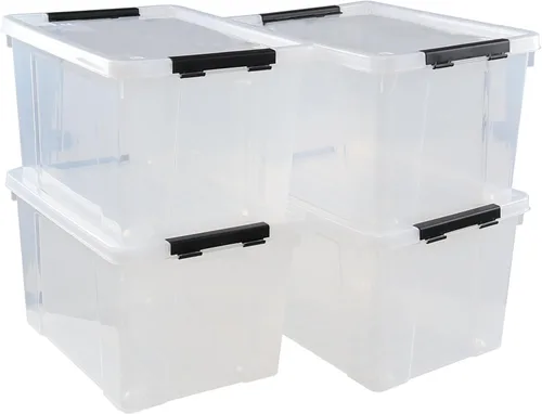 Vista 9 de Pekky Contenedor de plástico transparente de 22 cuartos de galón con tapa y rueda, 6 paquetes