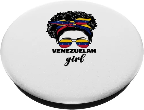 Vista 2 de Afro Black Venezuelan Girl For Women Venezuela Flag Spanish PopSockets Standard PopGrip