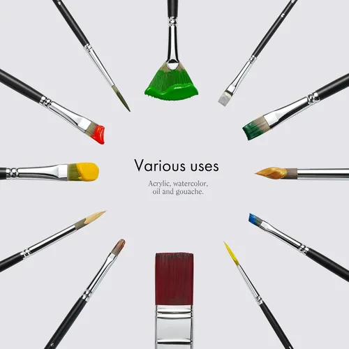 Vista 3 de ARTIFY - Juego de 24 pinceles de pintura, serie experta, suministros de arte sintético mejorados con soporte para pinceles y cuchillo de paleta