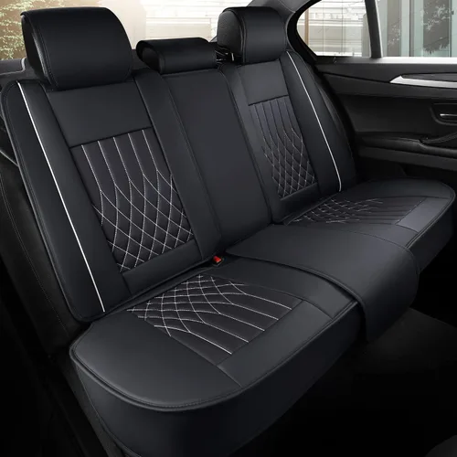 Vista 16 de Aierxuan 2 piezas de fundas de asiento de automóvil delanteras con cuero impermeable, compatible con bolsa de aire, funda acolchada para vehículos