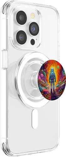 Vista 3 de Space Astronaut Walking Spaceman Universe Colorful Galaxy PopSockets MagSafe PopGrip para iPhone