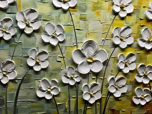 Vista 4 de V-inspire Arte, 24x48 Pulgadas Pinturas Blanco Margarita Flor Pintura Al óleo 3D Pintado a Mano Sobre Lienzo Arte Abstracto Arte Madera Dentro