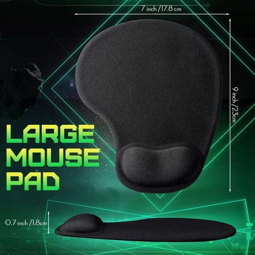Vista 6 de 20 alfombrillas ergonómicas para mouse con soporte para muñeca, almohadilla de mouse de gel con reposamuñecas, alivio del dolor negro, cómoda espuma