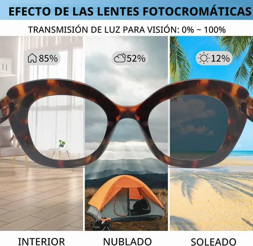 Vista 3 de JM Gafas de lectura con ojo de gato para mujer, lectores de computadora con bloqueo de luz azul con bisagra de resorte Paquete de 2 fotocromáticos
