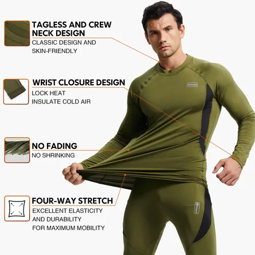 Vista 2 de Conjunto de ropa interior térmica para invierno equipo de caza deportivo capa base parte inferior peso medio
