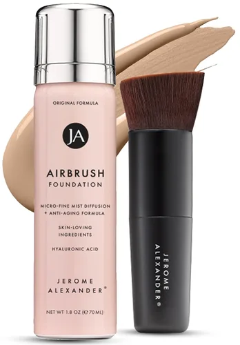 Vista 8 de Jerome Alexander MagicMinerals AirBrush Foundation - Set de 2 piezas con base en aerosol y brocha Kabuki - Maquillaje en aerosol con ingredientes