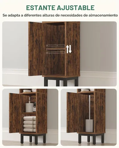 Vista 5 de Hzuaneri Gabinete de almacenamiento de baño, pequeño gabinete de piso de Marrón rústico