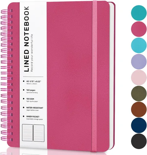 Vista 19 de Cuaderno rayado en espiral, cuaderno en espiral A4, 8.5 x 11 pulgadas, papel grueso de 100 GSM, cuadernos de diario encuadernados en espiral