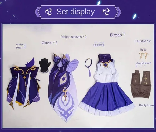 Vista 3 de MBETA Genshin Impact Cosplay - Conjunto de todos los personajes para zapatos peluca Keqing disfraz de fiesta de cosplay ropa de Halloween adecuada