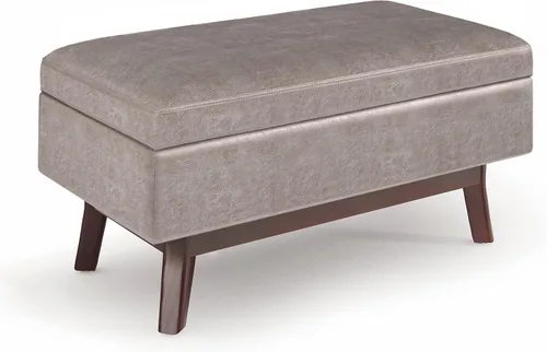 Vista 21 de SIMPLIHOME Owen Mesa de Centro Rectangular Moderna de Mediados de Siglo de 34 pulgadas de Ancho con Otomana de Almacenamiento en Tela de Poliéster