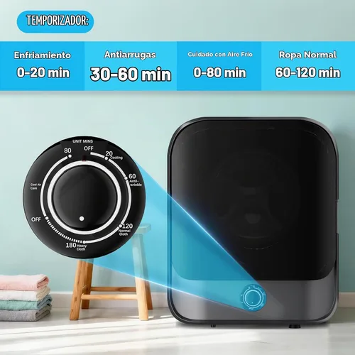 Vista 7 de TABU Juego combinado de lavadora y secadora, secadora compacta de 2.6 pies cúbicos con bañera interior de acero inoxidable y lavadora compacta