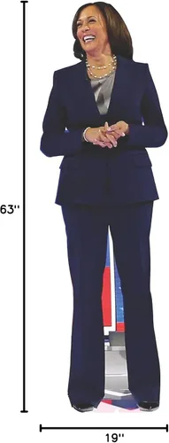 Vista 2 de SC2332 Vicepresidente Kamala Harris Traje Pantalón Azul Cartón Recorte Standup Standee