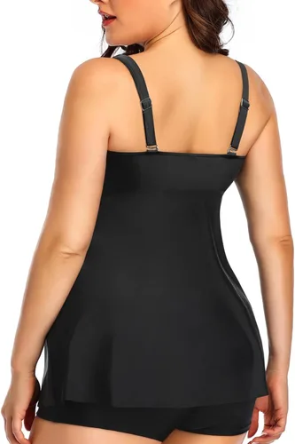 Vista 2 de Aqua Eve Top tankini Plus para mujer, solo traje de baño, traje de baño fluido