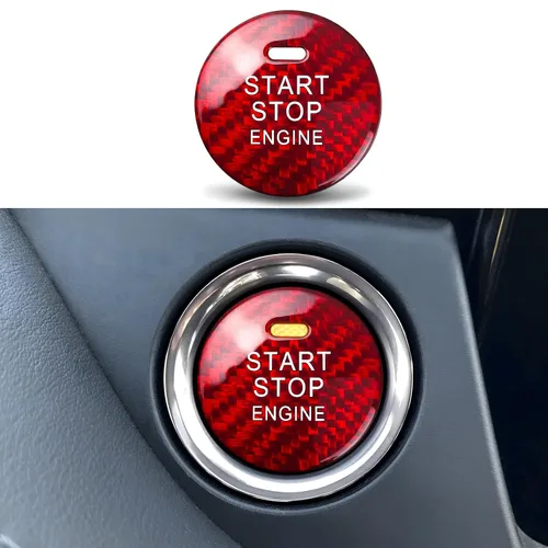 Vista 8 de Tapa de botón de arranque de fibra de carbono real, compatible con Mazda 3 6 CX-5 CX-9 MX-5 Miata, accesorios de decoración para botón de arranque