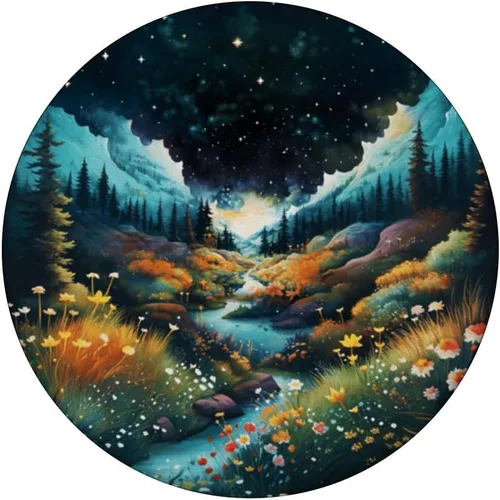 Vista 3 de Paisaje de acuarela encantada: bosque, montaña, flores PopSockets intercambiables PopGrip