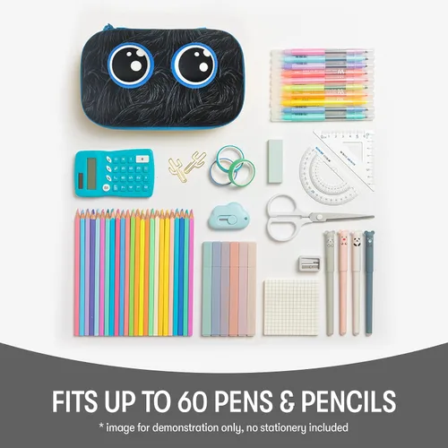 Vista 4 de ZIPIT Caja de lápices Beast para niños, estuche divertido de gran capacidad para la escuela, caja organizadora de papelería, color negro