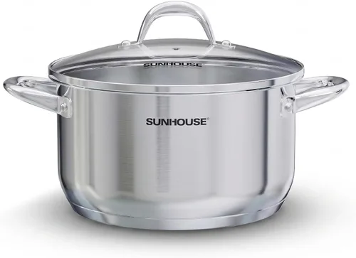 Vista 12 de SUNHOUSE - Olla de acero inoxidable de tres capas de 3.4 cuartos de galón, olla de cocina de pasta con tapa visible para sopa, verduras, utensilios