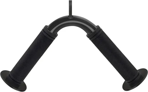 Vista 7 de Barra de prensa de tríceps, accesorio de cable de barra en V, acero resistente con agarre de goma antideslizante (negro)