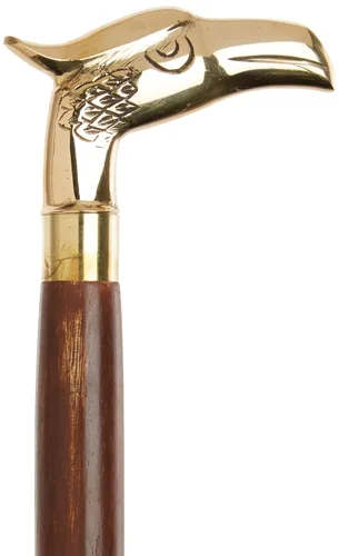 Vista 2 de HARVY Bastón de cabeza de águila unisex, mango de latón macizo con incrustaciones de latón, eje de madera de arce de nogal de 36 pulgadas, elegante