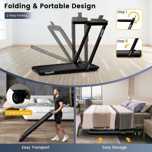 Vista 2 de GYMAX Almohadilla para caminar, 2 en 1, instalación gratuita debajo del escritorio, con monitor LED, aplicación inteligente/control remoto y altavoz