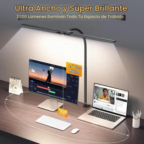 Vista 8 de Syrinx Lámpara de escritorio LED para oficina en casa, lámpara de Iluminación de área amplia para el cuidado de los ojos, cuello de cisne
