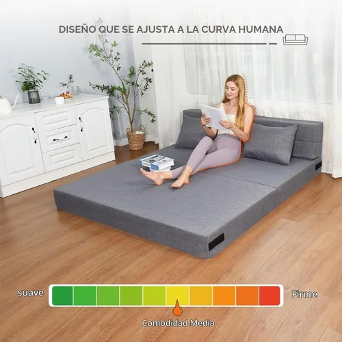 Vista 6 de Fvkind Sofá cama plegable, silla cama plegable con funda extraíble lavable, sofá plegable desplegable convertible con almohada, sofá futón para sala