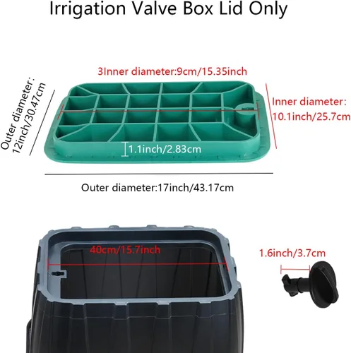 Vista 3 de Tapa de caja de válvula de 12 x 17 pulgadas, tapa de repuesto rectangular para riego exterior